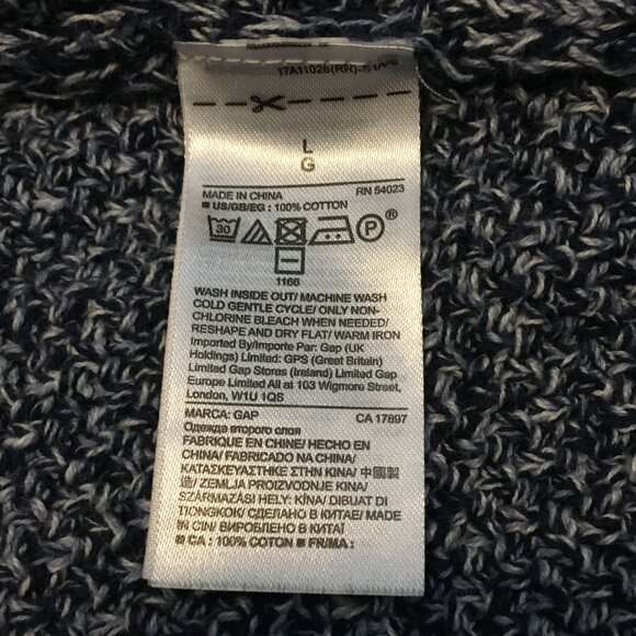 100% Cotton GAP Blue & White Heavy Knit Open Cardigan - Picture 11 of 16